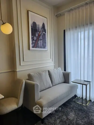 Stylish living room with modern sofa and chic decor