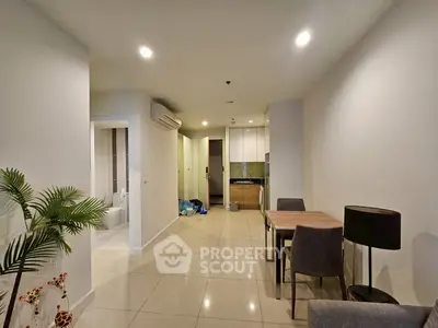 Modern apartment interior with open layout and stylish furniture