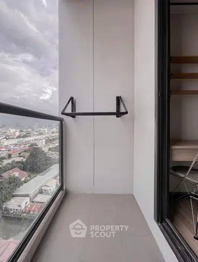 Modern balcony with city view and minimalist design