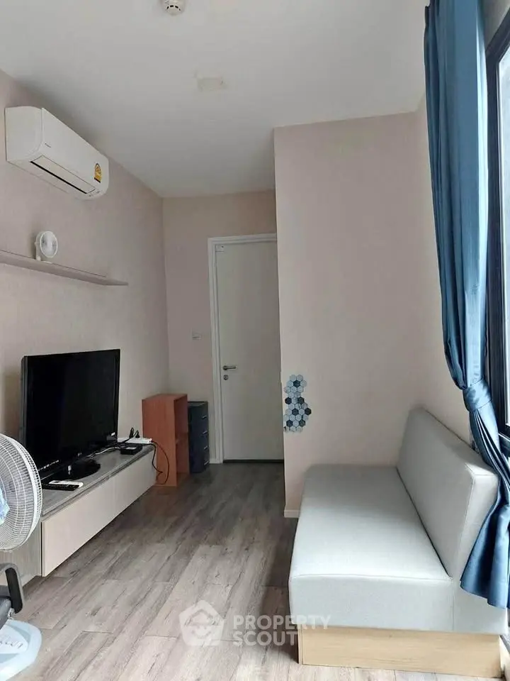 Cozy living room with modern decor and natural light