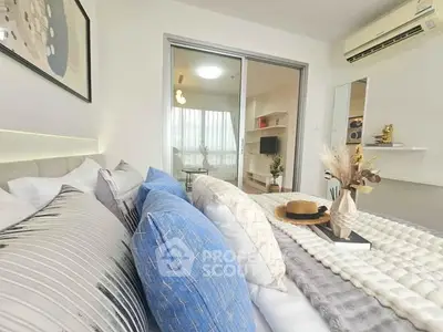 Modern bedroom with stylish decor and cozy ambiance