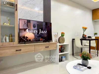 Modern living room with stylish decor and cozy ambiance