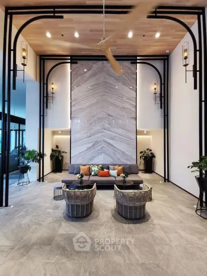 Luxurious modern lobby with elegant seating and stylish decor