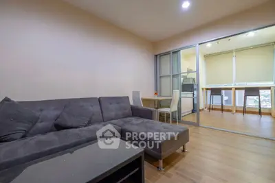 Modern living room with sleek furniture and open layout