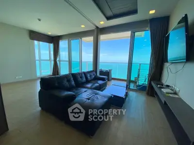 Luxurious living room with stunning ocean view and modern furnishings