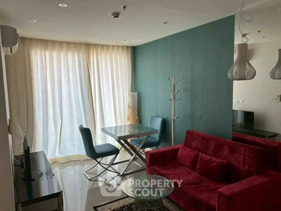 Modern living room with stylish furniture and natural light
