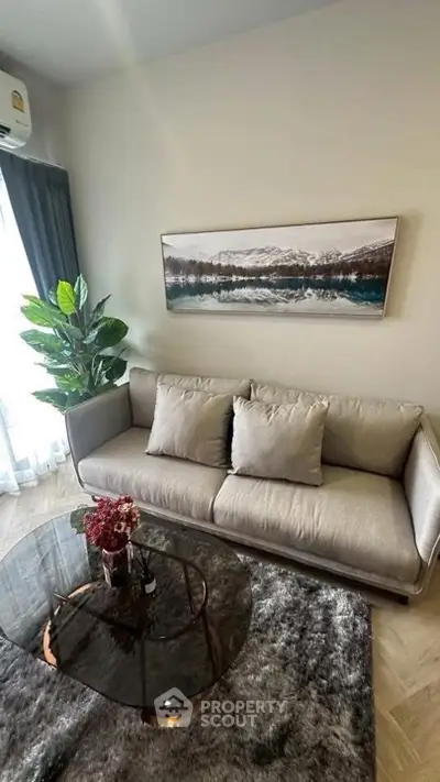 Stylish living room with modern sofa and chic decor