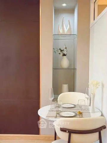 Stylish dining nook with modern decor and elegant table setting