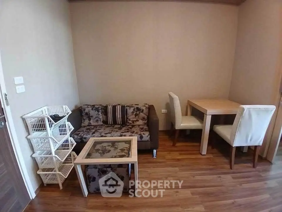 Cozy living room with stylish furniture and wooden flooring