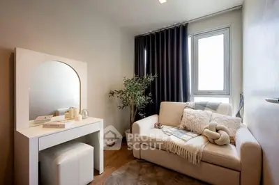 Cozy living room with modern decor and natural light