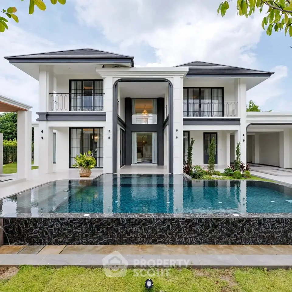 Luxurious modern villa with stunning pool and elegant architecture, perfect for upscale living.