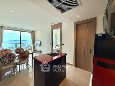 Luxurious open-plan kitchen and living area with stunning ocean view