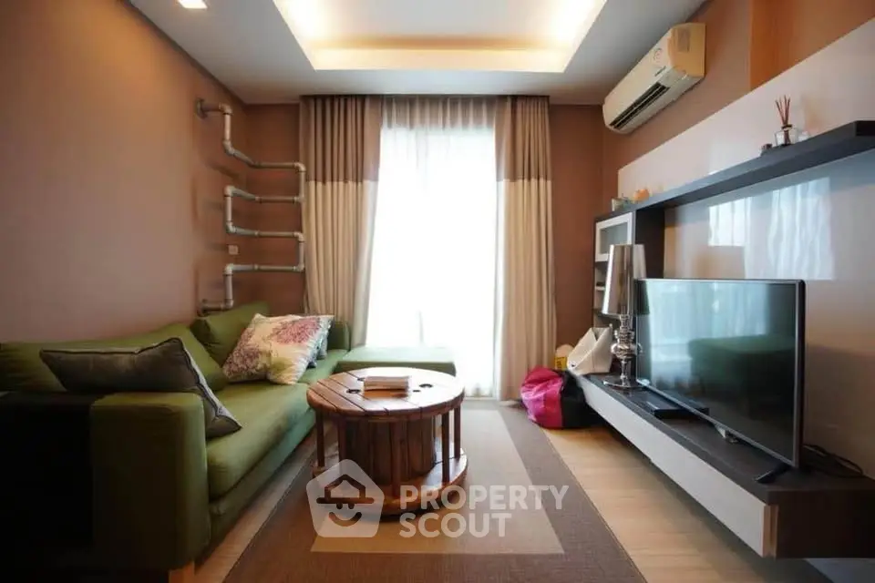 Modern living room with stylish decor and natural light