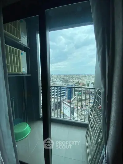 High-rise balcony with stunning cityscape view, perfect for urban living enthusiasts.