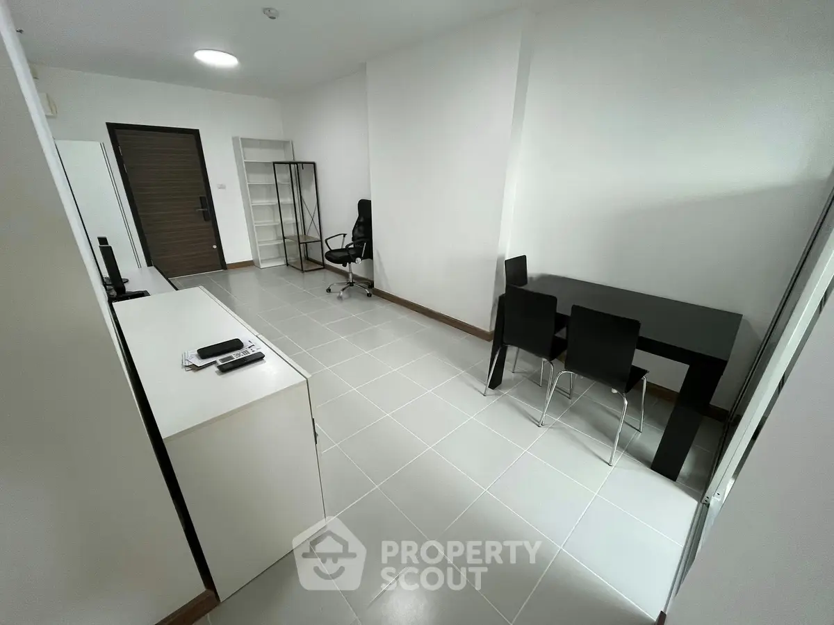Modern minimalist apartment interior with sleek furniture and open layout, perfect for urban living.