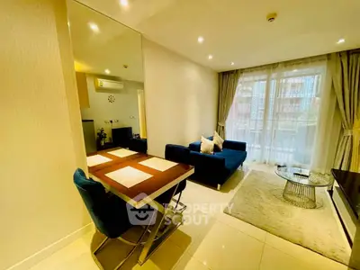 Modern living room with elegant decor and natural light