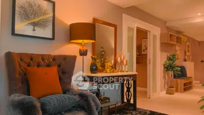 Cozy living room with elegant decor and warm lighting