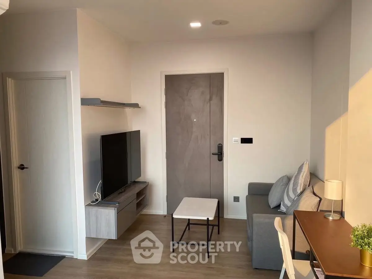 Cozy living room with modern decor and natural light