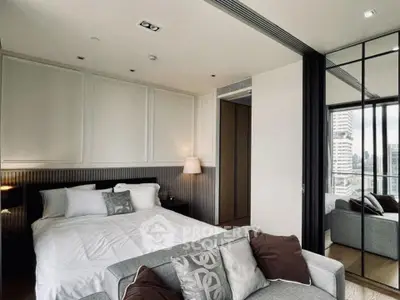 Luxurious modern bedroom with city view and elegant decor