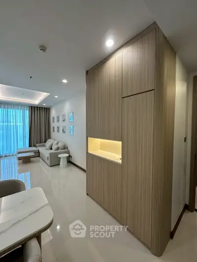 Modern living room with elegant decor and natural light