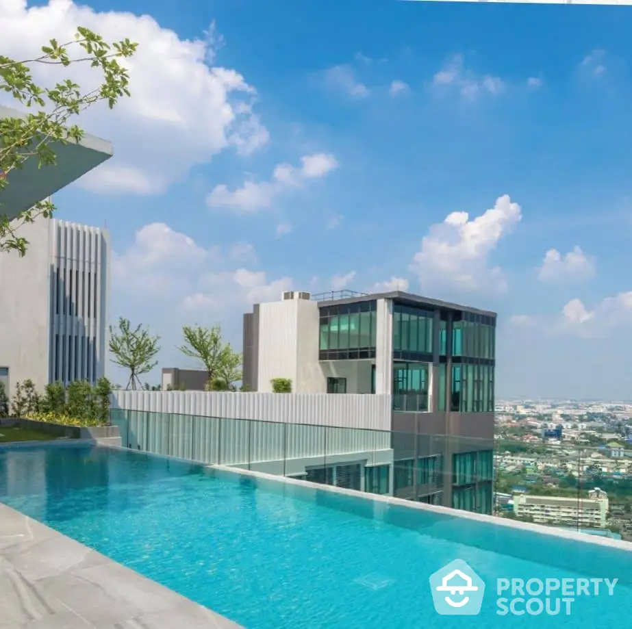 Luxurious rooftop infinity pool with stunning cityscape views and modern architecture.