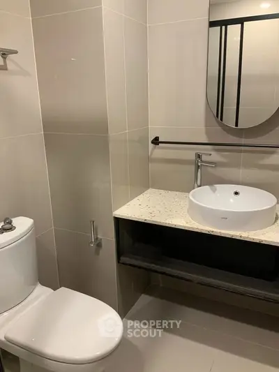 Modern bathroom with sleek fixtures and elegant design