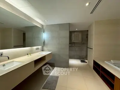 Luxurious modern bathroom with dual sinks and elegant design
