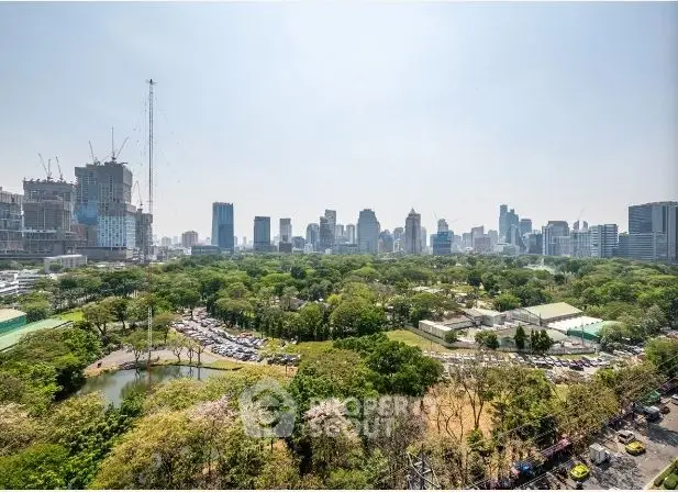 Stunning cityscape view with lush greenery and skyline, perfect for urban living enthusiasts.