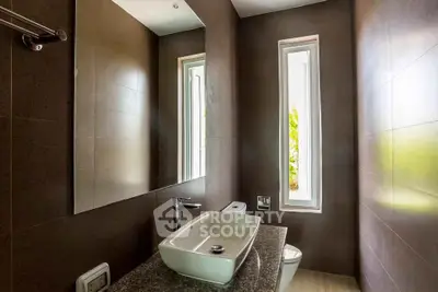 Modern bathroom with sleek design and natural light