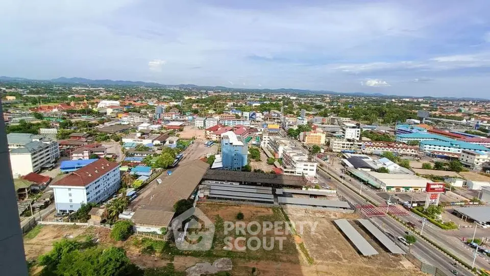Stunning panoramic cityscape view from high-rise building balcony