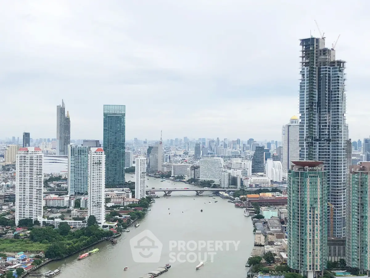 Stunning cityscape view showcasing modern skyscrapers and a serene river, perfect for urban living enthusiasts.