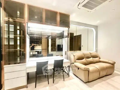 Luxurious living room with modern furniture and elegant lighting