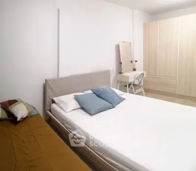 Cozy bedroom with modern furniture and neutral tones