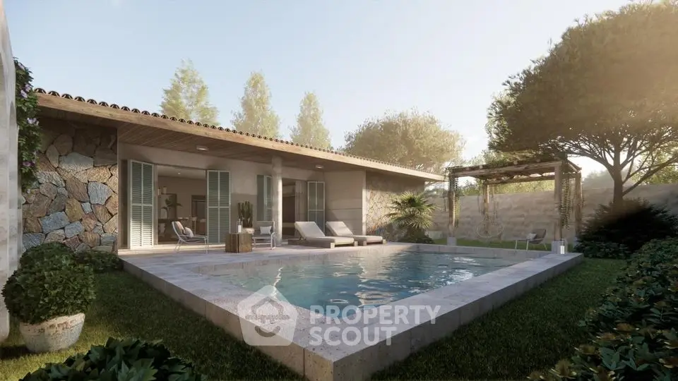 Luxurious villa with private pool and lush garden in serene setting