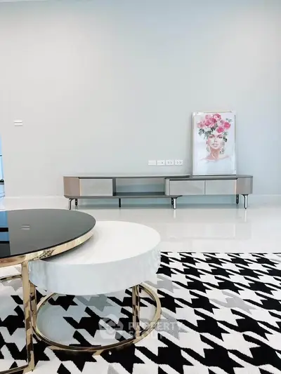 Modern living room with stylish furniture and elegant decor