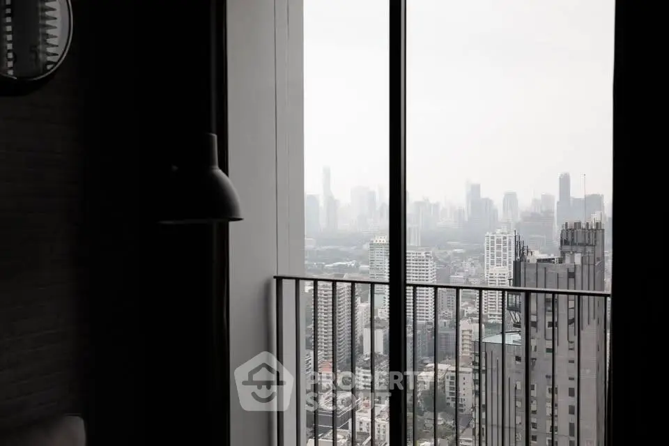 Stunning cityscape view from a modern high-rise balcony, perfect for urban living enthusiasts.
