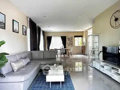 Spacious modern living room with sleek furniture and elegant decor