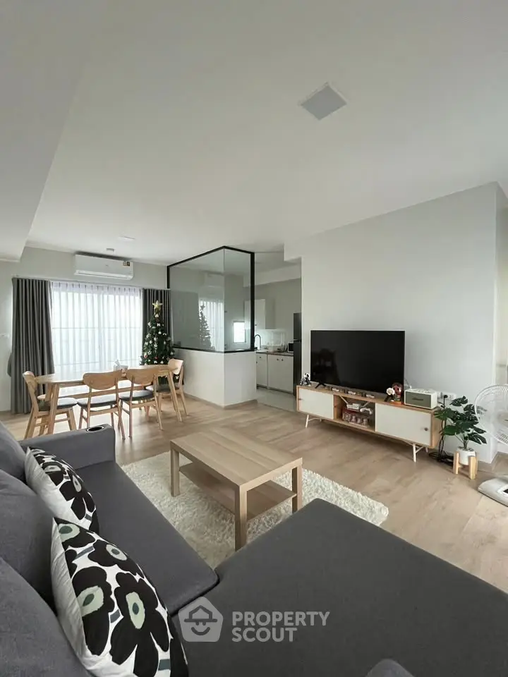 Modern living room with open layout and stylish decor