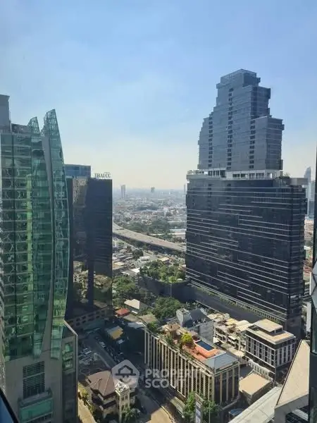 Stunning cityscape view from high-rise building with modern architecture