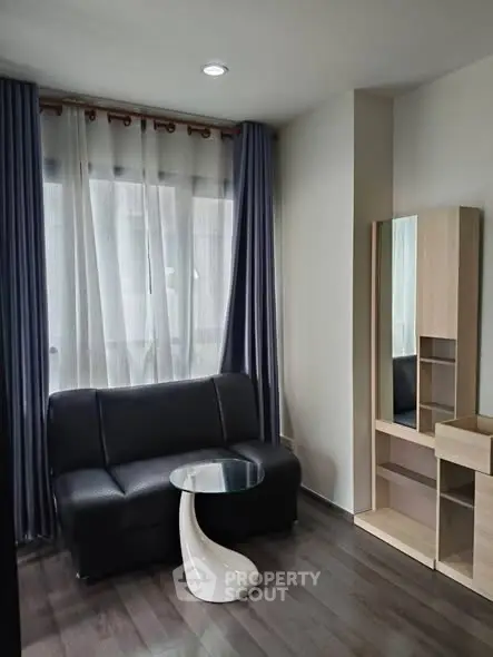 Cozy living room with modern sofa and stylish decor