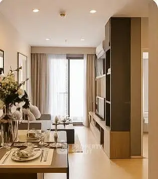 Modern living room with elegant decor and natural light