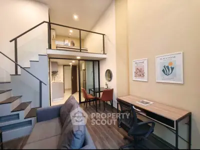 Modern loft apartment with stylish interior and mezzanine bedroom