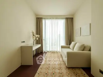 Elegant minimalist living room with natural light and modern decor