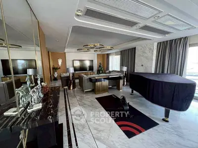 Luxurious living room with grand piano and modern decor