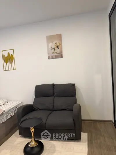 Cozy living room with modern sofa and elegant decor
