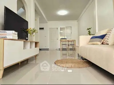 Modern living room with sleek furniture and stylish decor