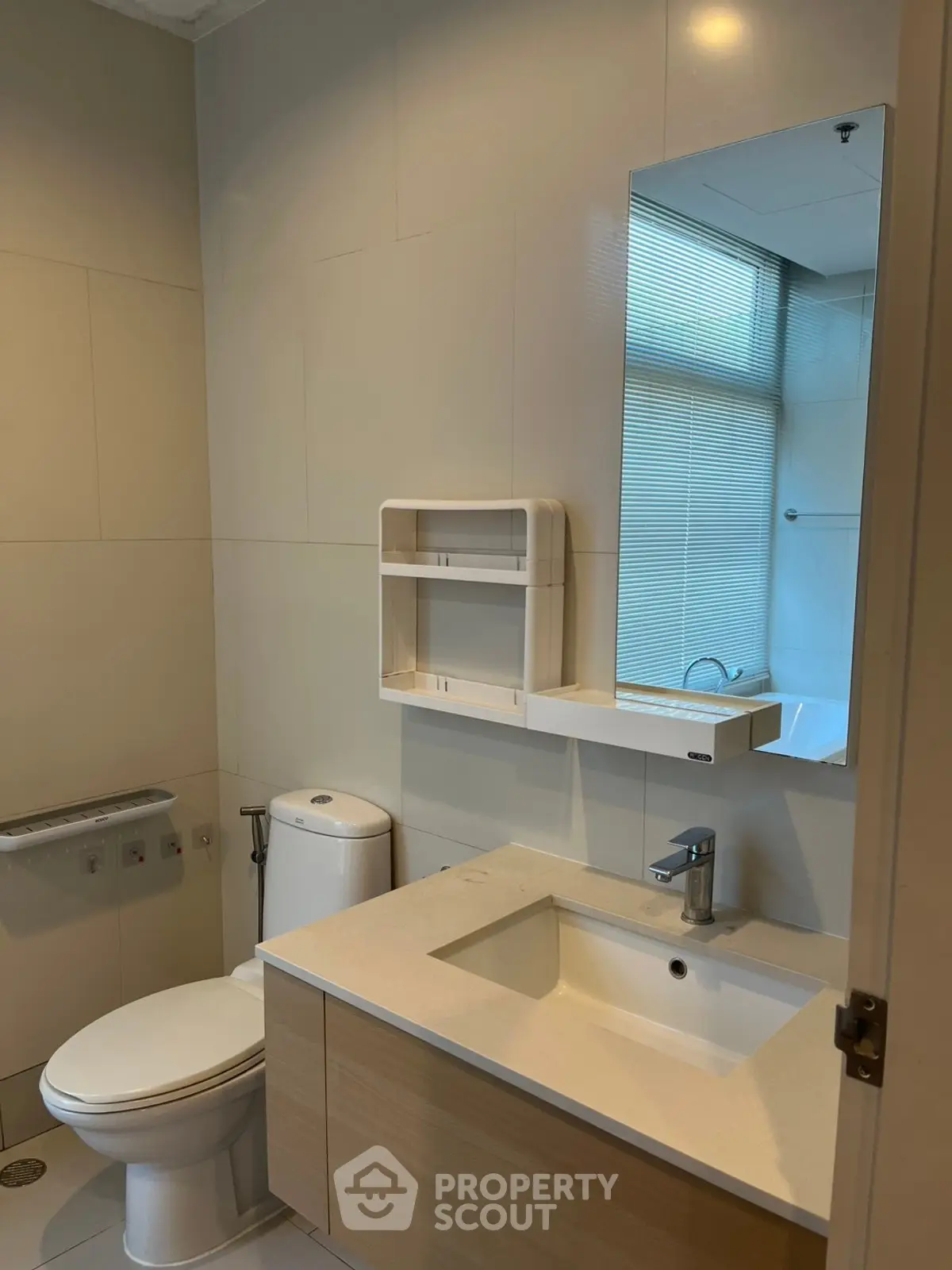 Modern bathroom with sleek fixtures and natural light