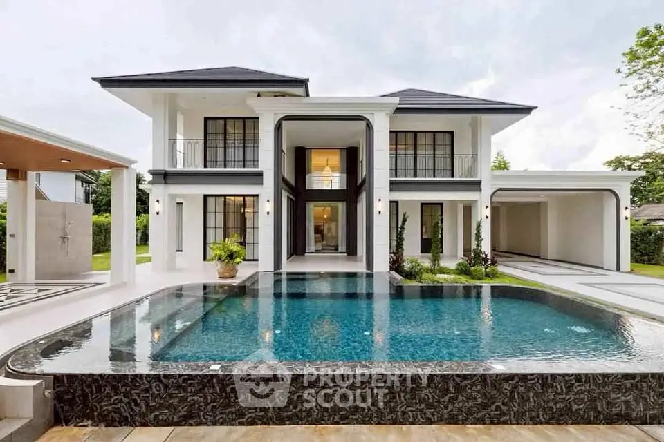 Luxurious modern villa with stunning pool and elegant architecture, perfect for upscale living.