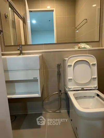 Modern bathroom with sleek fixtures and contemporary design