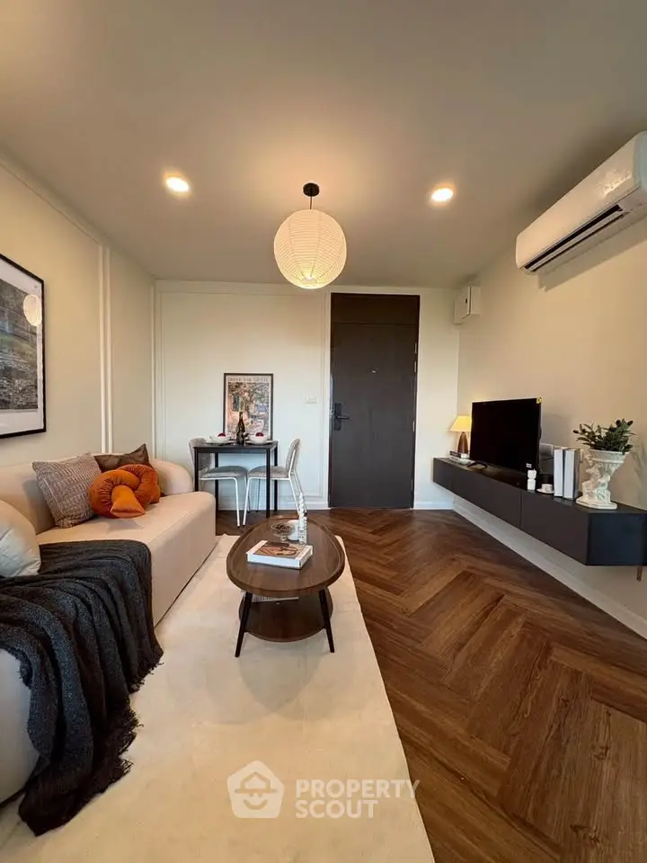 Stylish living room with modern decor and cozy ambiance